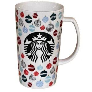 Starbucks 2016 Christmas 16oz tall mug ornaments float around mermaid logo EUC
